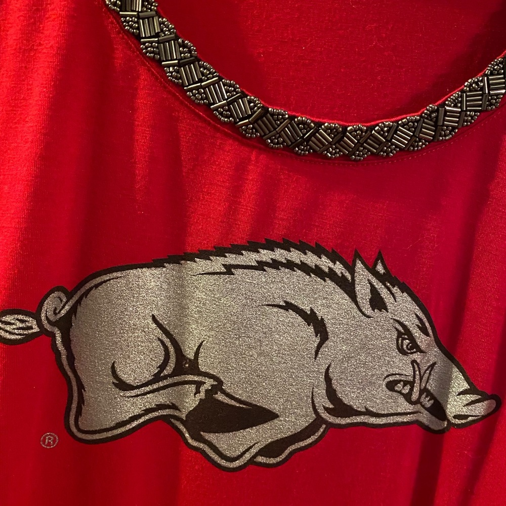 Arkansas Razorback gameday beaded tunic with bling size XXL